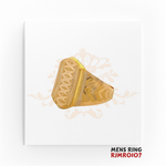 22kt Gold Engraved Hexagonal Men's Ring RJMR0107 – A 3.30-gram, size 10.5 men's ring with a unique hexagonal face and intricate engravings, available at Regal Jewels.