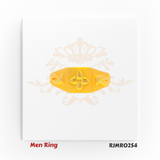 Men’s gold ring with a sleek square top, adorned with a refined four-leaf clover design and polished clean edges for a minimalist appeal. Model RJMR0254.