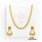 22kt Gold Traditional Necklace Set RJMSO100 – A 17.60-gram gold necklace featuring an elegant bead chain with matching earrings, available at Regal Jewels.