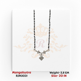 18 KT Elegant CZ Pendant Black Bead Mangalsutra – RJM3021