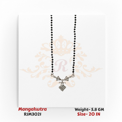 18 KT Elegant CZ Pendant Black Bead Mangalsutra – RJM3021