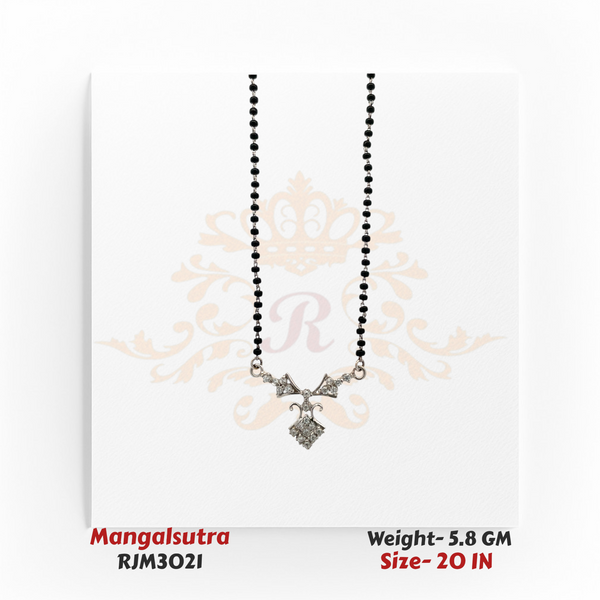 18 KT Elegant CZ Pendant Black Bead Mangalsutra – RJM3021
