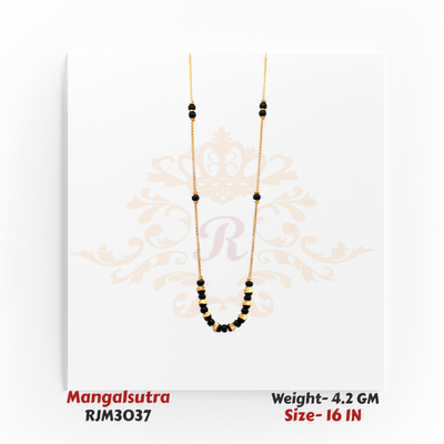 Minimalist Black Bead Gold Mangalsutra – RJM3037