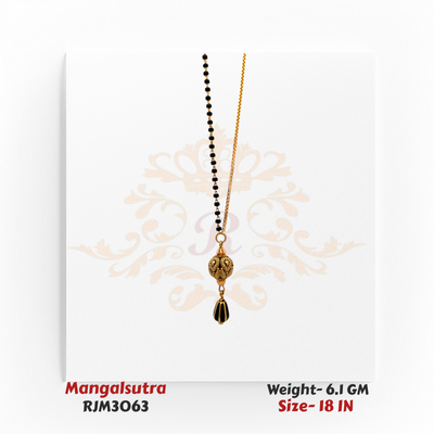 Half Black Bead & Half Gold Chain Mangalsutra with Ornate Pendant – RJM3063