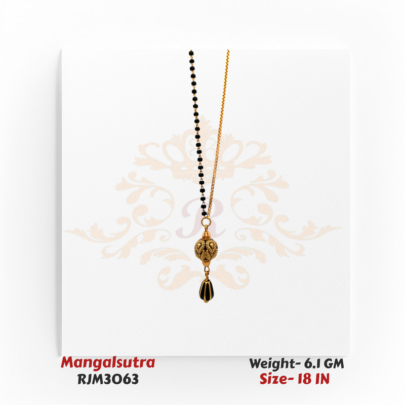 Half Black Bead & Half Gold Chain Mangalsutra with Ornate Pendant – RJM3063