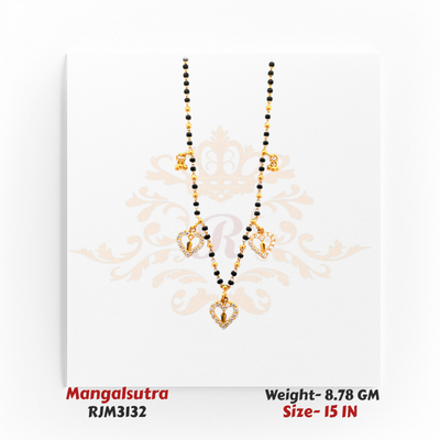 Romantic Heart Charm Mangalsutra with CZ Accents – RJM3132