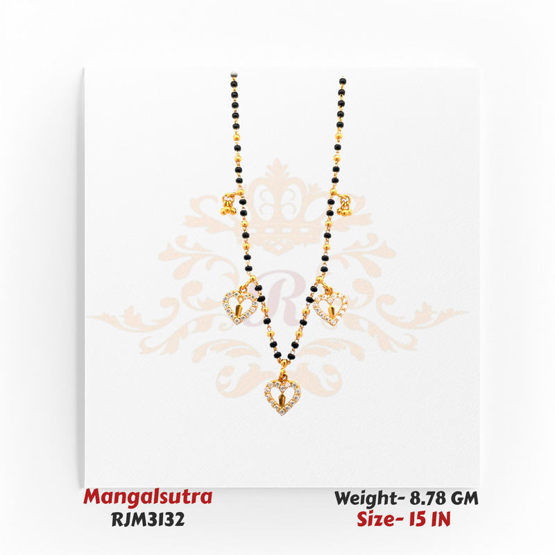 Romantic Heart Charm Mangalsutra with CZ Accents – RJM3132