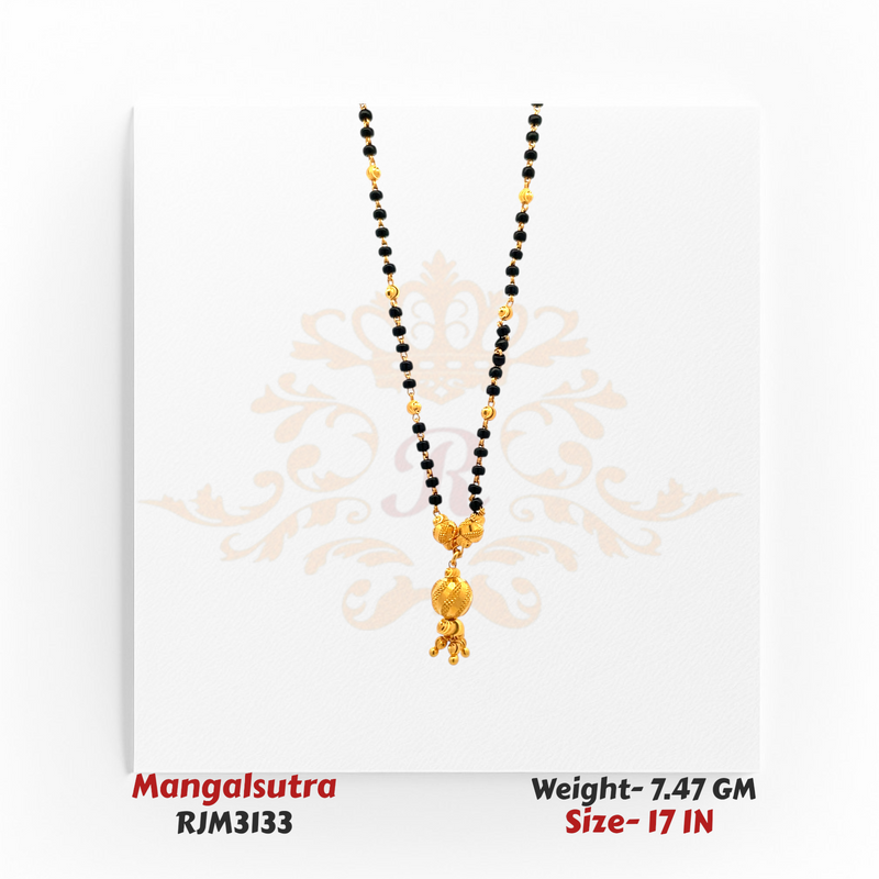 Traditional Double-Pendant Gold Mangalsutra – RJM3133