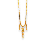 22k Gold Mangalsutra with elegant cylindrical pendant and dual black bead chain – Regal Jewels RJM3134