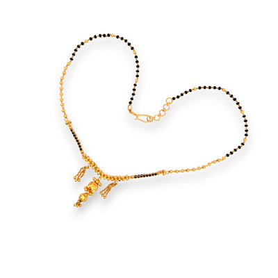 Regal Jewels 22K Gold Mangalsutra RJM3134B with delicate black beads and gold pendant – elegant traditional Indian jewelry for women