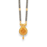 22k Gold Mangalsutra with teardrop filigree pendant and twin black bead strands – Regal Jewels RJM3135