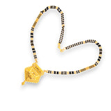 22k Gold Mangalsutra displayed flat with ornate square centerpiece – Regal Jewels RJM3139B