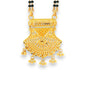 Close-up of ornamental gold pendant with lattice and bead work – RJM3144A Mangalsutra by Regal Jewels