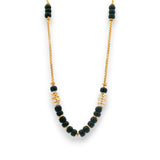 22k gold mangalsutra with black beads and dual barrel accents – Regal Jewels RJM3145A