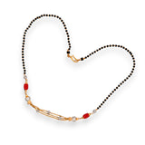 Elegant gold mangalsutra with red coral stones and diamond finish detailing – Regal Jewels RJM3146B