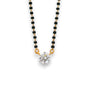 Close-up of solitaire diamond pendant mangalsutra on fine gold and black bead chain – RJM3149A by Regal Jewels