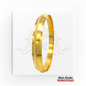22kt Gold Men's Kada RJMKO063 – A 77.20-gram gold kada with a polished finish and central groove accent. Size 2.14 inches. Available at Regal Jewels.