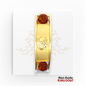 22kt Gold Men's Kada RJMLO067 – A 26.20-gram gold kada with an engraved Om symbol, floral etching, and sacred Rudraksha beads. Free-size adjustable fit. Available at Regal Jewels.