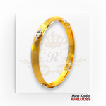 22kt gold men kada, yellow gold, Sikh Khanda Symbol in Rhodium in middle