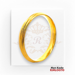 22kt Gold Men's Kada RJMLO070 – A 58.10-gram gold kada with a 2.13-inch diameter, featuring a detailed chevron-engraved design. A bold statement piece for men, available at Regal Jewels.