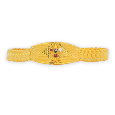 Traditional 22kt gold men’s bracelet featuring Lord Venkatesh centerpiece with intricate detailing – RJMB0089.