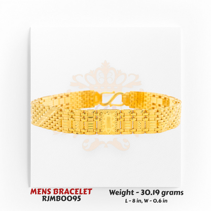 22kt Gold Men’s Bracelet – Handcrafted Mesh Link Pattern – 30.19 gm, 8 in (RJMB0095)