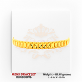 22kt Gold Men's Bracelet RJMB0096 – Glossy square-cut patterned links, 18.41 grams, 8 inches, refined geometric gold bracelet by Regal Jewels Chicago.
