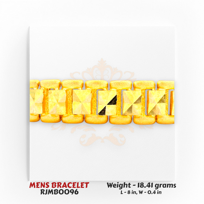 22kt Gold Men’s Bracelet – Pyramid Textured Link Design – 18.41 gm, 8 in (RJMB0096)