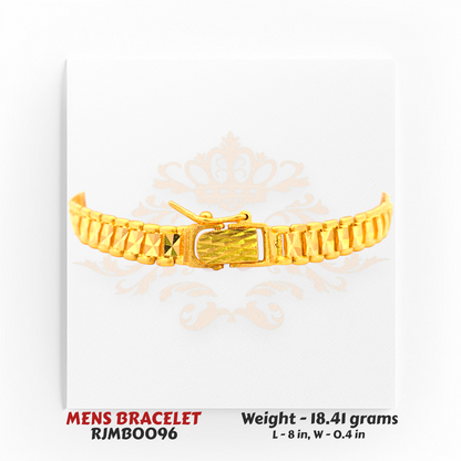 22kt Gold Men’s Bracelet – Pyramid Textured Link Design – 18.41 gm, 8 in (RJMB0096)
