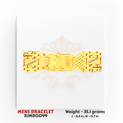 Hook clasp of 22kt Gold Men's Bracelet RJMB0099 with fine craftsmanship and dual finish design by Regal Jewels Chicago.
