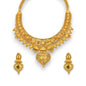 22kt Gold Bridal Necklace Set with Temple-Inspired Floral and Heart Pendant Design – 89.13 gm – RJOMS3026 – Regal Jewels Chicago