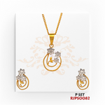 22kt Two-Tone Gold Floral Pendant Set RJPS0082 – A 5.00-gram pendant set featuring a delicate floral design with rhodium accents, ideal for everyday elegance. Available at Regal Jewels.