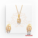 22kt Two-Tone Gold Pendant Set RJPS0095 – A 5.20-gram paisley-shaped pendant set featuring sparkling cubic zirconia and rhodium accents, ideal for elegant wear. Available at Regal Jewels.