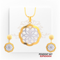 22kt Two-Tone Gold Filigree Pendant Set RJPS0004 – A 14.60-gram intricately designed floral pendant set with rhodium accents, available at Regal Jewels.