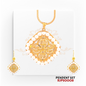 22kt Gold Filigree & Pearl Pendant Set RJPS0008 – A 10.20-gram gold pendant set featuring a delicate filigree design encased in pearls. Available at Regal Jewels.