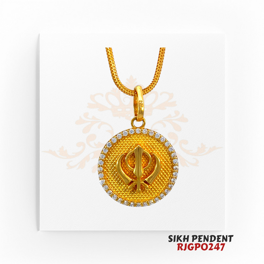22kt Gold Sikh Pendant RJGP0247 | Khanda Religious Pendant | Regal Jewels