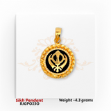 22kt Gold Sikh Pendant – Black Enamel Khanda Design 4.3 gm Bold Faith Jewelry – Regal Jewels Chicago