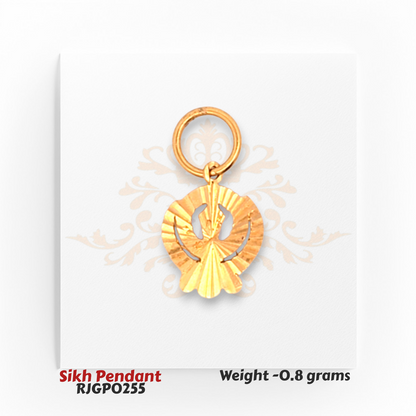 22kt Gold Sikh Pendant – Khanda Symbol Textured Design 0.8 gm Lightweight Pendant – Regal Jewels Chicago