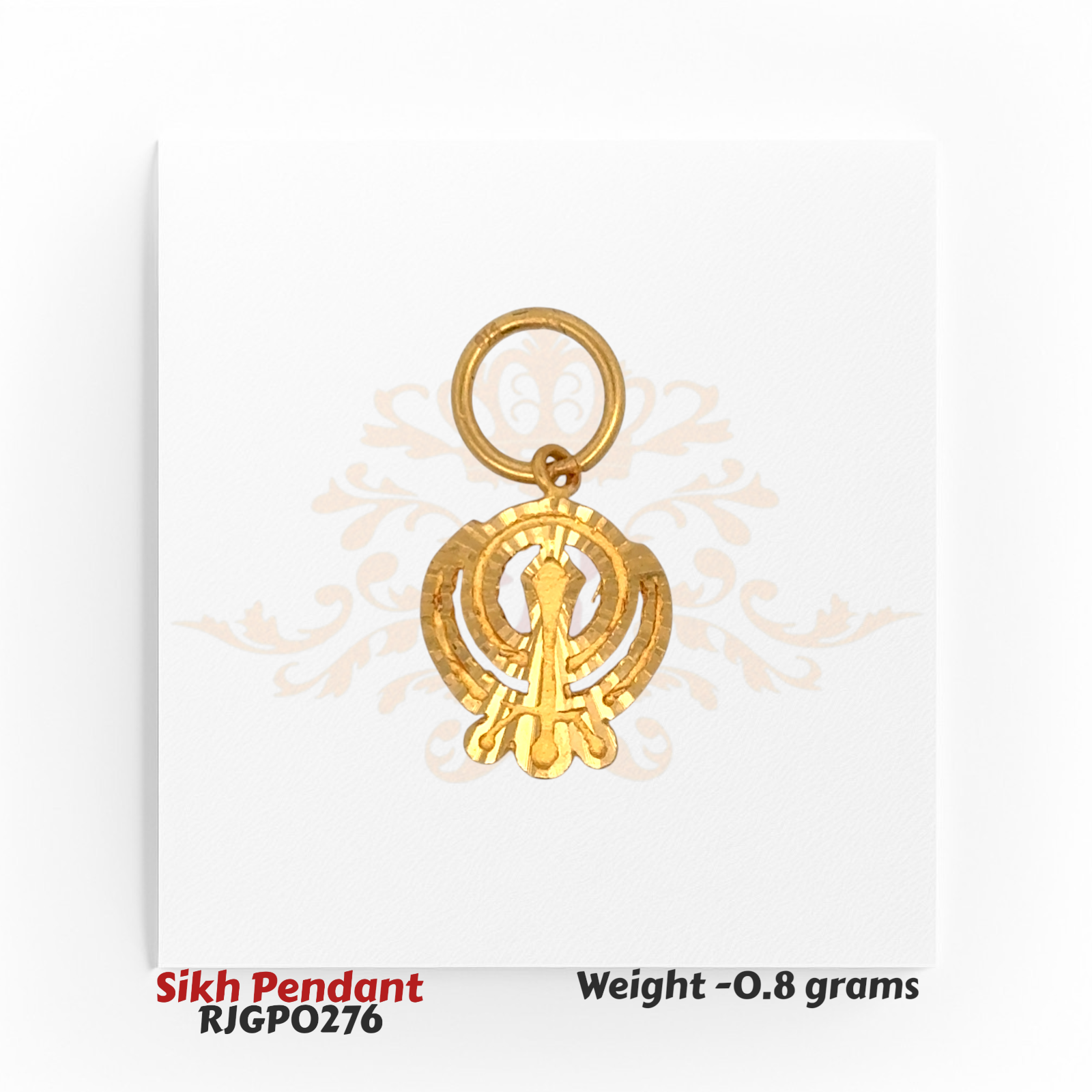 22kt Gold Lightweight Sikh Pendant with minimal Khanda emblem, elegant design for daily devotion – Regal Jewels Chicago.