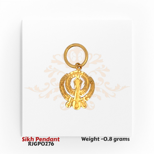 22kt Gold Lightweight Sikh Pendant with minimal Khanda emblem, elegant design for daily devotion – Regal Jewels Chicago.