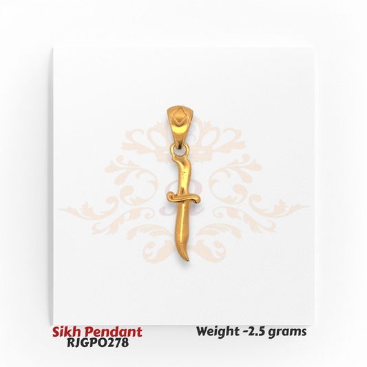 22kt Gold Sikh Pendant Kirpan Design – 2.5 gm Traditional Sword Pendant for Daily Wear – Regal Jewels Chicago