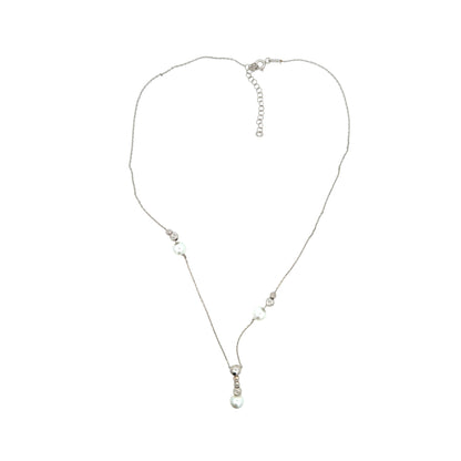 Sterling silver chain with alternating pearls and textured silver beads, elegant fashion necklace for timeless style – Regal Jewels Chicago RJSC0001