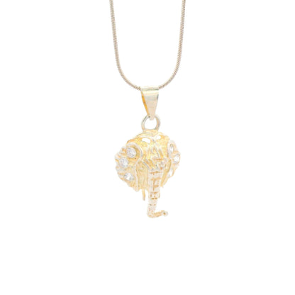 Gold-plated elephant head pendant necklace with sparkling cubic zirconia accents, symbolic jewelry design for strength and wisdom – Regal Jewels Chicago RJSC0007