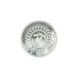 Regal Jewels RJSB0014A silver coin embossed with the sacred Om symbol and ornamental border design, crafted in pure silver – a spiritual collectible perfect for Hindu puja, meditation, gifting, and silver investments