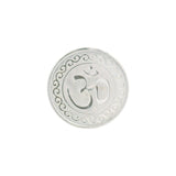 Regal Jewels RJSB0014A silver coin embossed with the sacred Om symbol and ornamental border design, crafted in pure silver – a spiritual collectible perfect for Hindu puja, meditation, gifting, and silver investments
