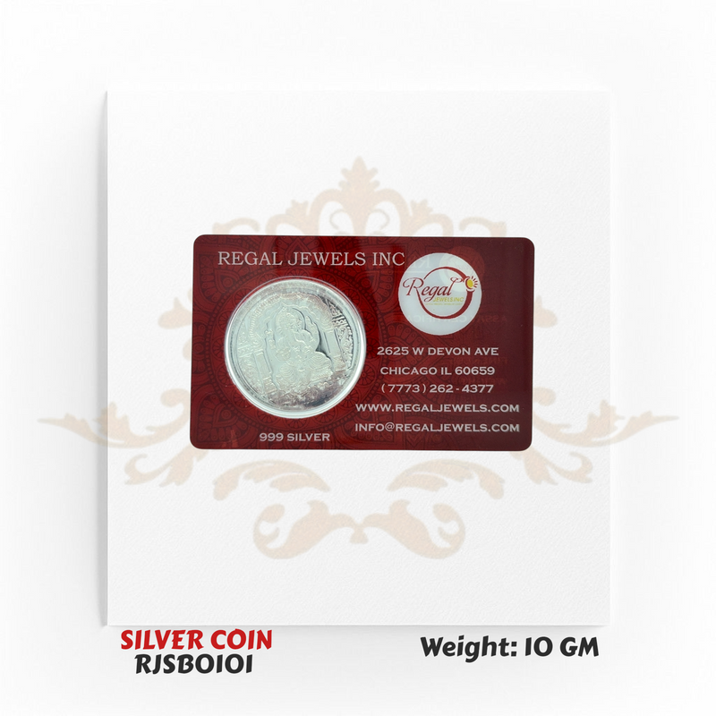 10 Gram 999 Fine Silver Coin – Om Symbol & Goddess Lakshmi RJSB0101 (Display Only)