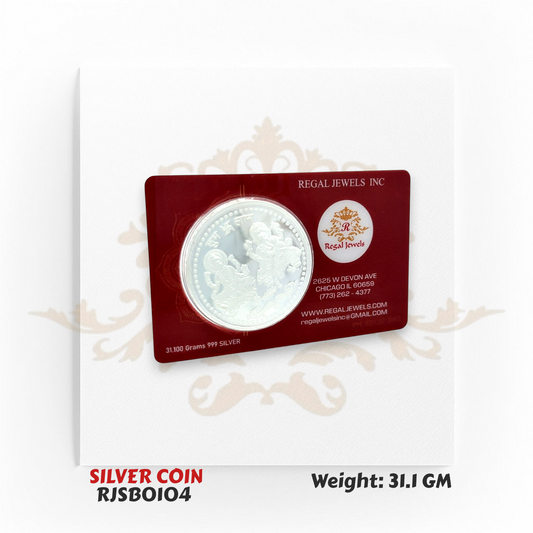 31.1 Gram 999 Fine Silver Coin – Ganesh Lakshmi & Shree Symbol RJSB0104