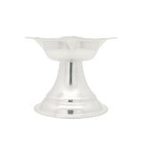 Regal Jewels silver pedestal diya RJSPI0126 – traditional handcrafted silver oil lamp with wide flower-shaped top and sturdy base, ideal for pooja, home décor, and gifting.