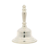 Regal Jewels silver pooja bell RJSPI0129 – traditional handcrafted pure silver temple bell with detailed handle design, ideal for aarti, daily pooja rituals, and spiritual gifting.