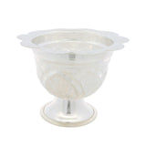 Regal Jewels silver pot RJSPI0130– handcrafted pure silver with engraved floral patterns and scalloped rim, perfect for pooja rituals, temple use, and gifting.